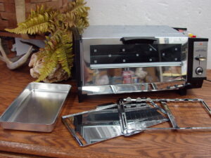 MCM Toastmaster Push Button Toaster Oven #311 Wood Grain Chrome Like New Tested
