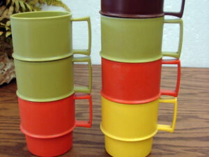 Set/7 Vintage Tupperware #1312 Mugs Harvest Colors 4 Colors