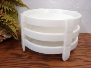 Vintage Tupperware Set/3 Divide-A-Rack Stackable White Pie Cup Cake Stackers