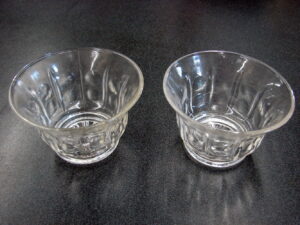 Set/2 Vintage Anchor Hocking High Point Thumb Print Custard Cups Clear