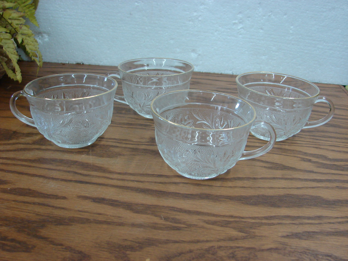 Set/4 Vintage Anchor Hocking Sandwich Glass Gold Rim Cups Only for Punch Snack Set - Image 2