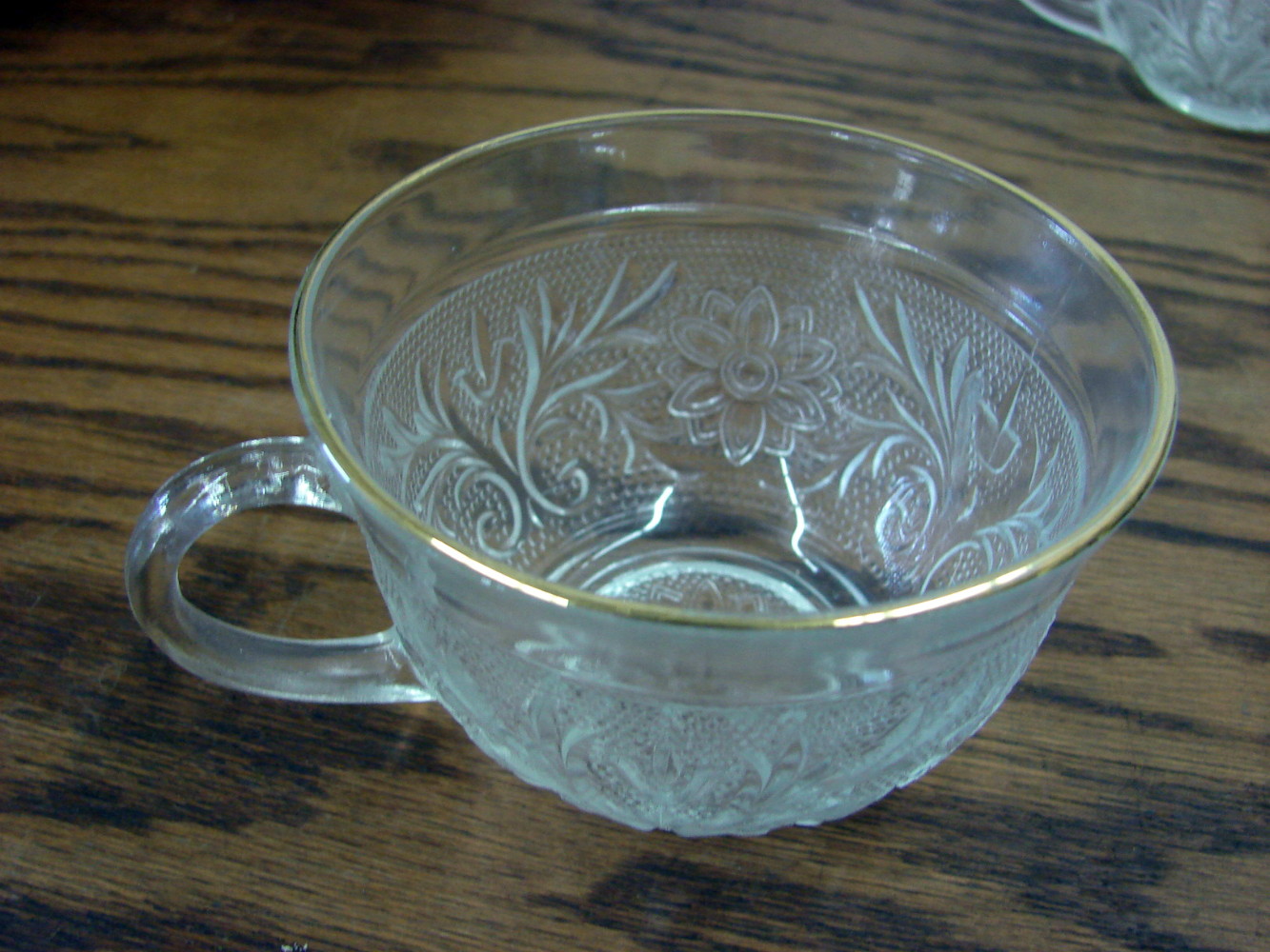 Set/4 Vintage Anchor Hocking Sandwich Glass Gold Rim Cups Only for Punch Snack Set