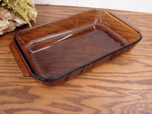Vintage Anchor Hocking Fire King Amber Brown #431 Cake Pan Lasagna 14 x 8
