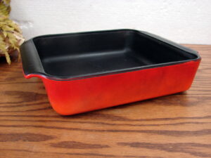 Vintage Anchor Hocking Fire King Orange Red #435 Cake Pan Roaster 9 x 9