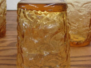 Set/4 Vintage Honey Gold Anchor Hocking Milano Flat Tumbler 7 oz Juice