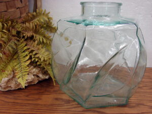 Vintage Huge Thick Geometric Apothecary Jar Made in Italy Blue Tint 14 Liter