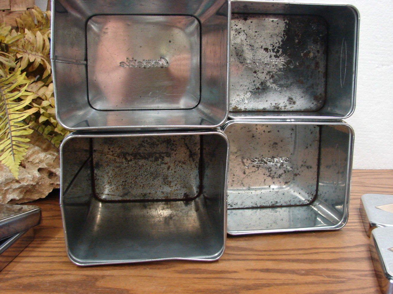 Set/4 Vintage Canette Chrome Art Deco Diamond Knob Canister Set MCM - Image 6
