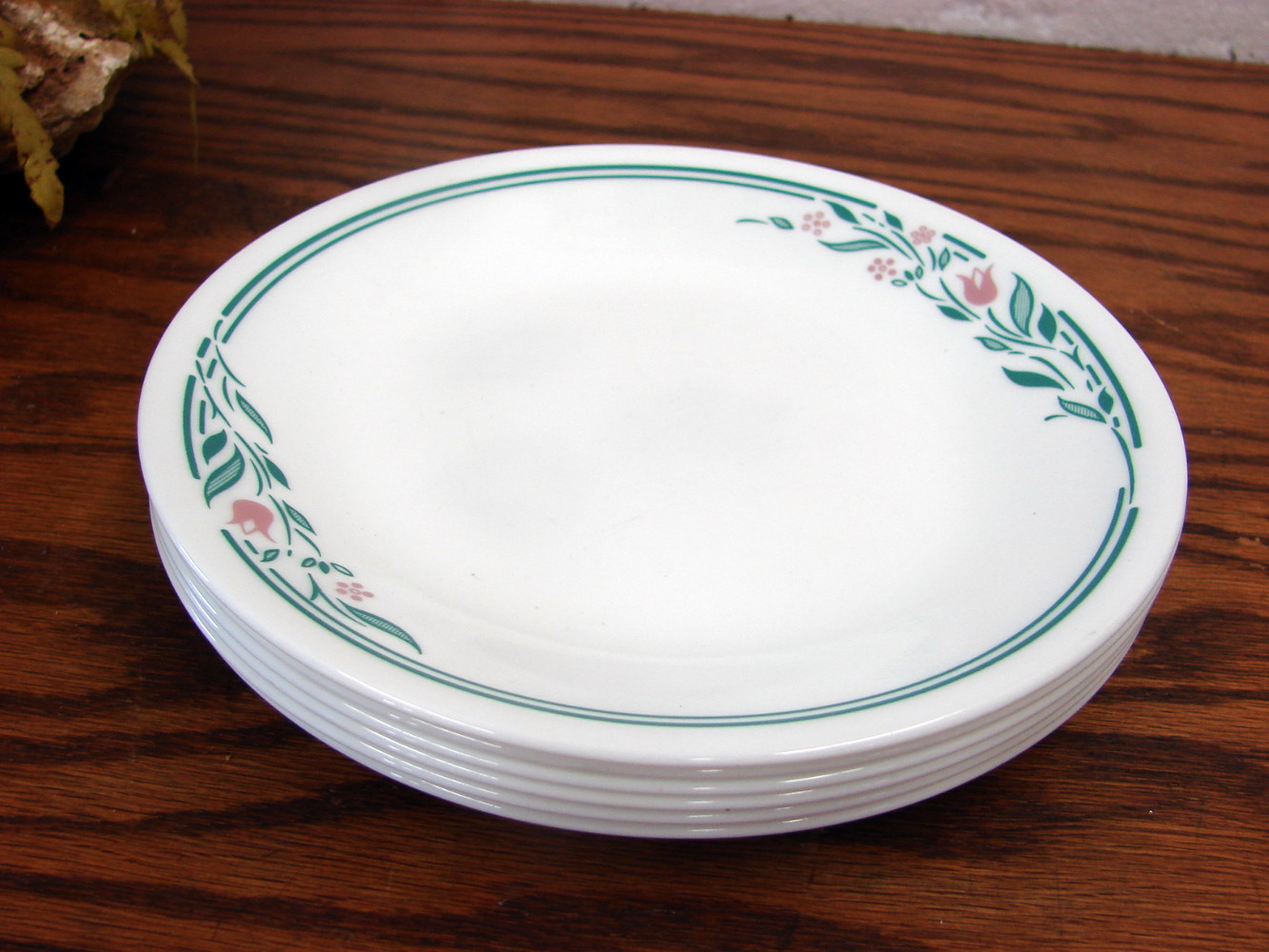 Set/6 Corning Ware Rosemarie Pink Tulip Corelle Salad Plates 6 3/4"