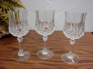 Set/3 Vintage cristal d'arques Longchamp 7 3/6" oz Wine Glasses
