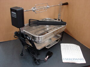 Vintage Farberware Open Hearth Electric Motor Grill Broiler Rotisserie #455 w/ Manual Tested