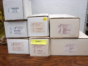 Set of 7 Vintage Firelight Glass Oil Candle Lamps w/ Original Boxes