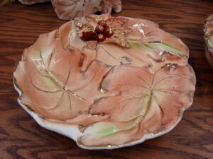 Vintage MCM Golden Acorn Accessories Plate Ceramic Japan Gold Trim Leaf Acorn