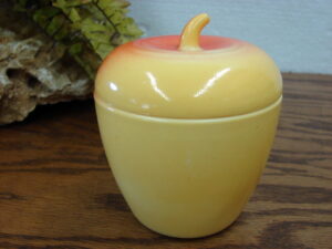 Vintage Hazel Atlas Apple Shaped Jam Jar w/ Lid