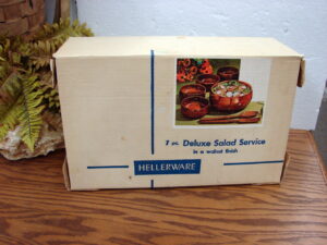 Brand New 7 pc Vintage 1970's MCM Hellerware Deluxe Salad Service Set in Walnut