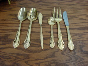 6 Pc H.F. Limited Gold Plated Flatware Golden Bouquet Serving Pieces
