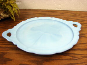 Vintage Jeanette Glass Cherry Blossom Delphite Blue Cake Plate Platter Serving Tray