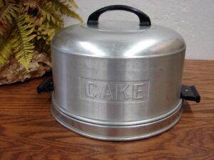 Vintage Retro MCM Kromex Aluminum Cake Cover Saver Storage Locking Carrier