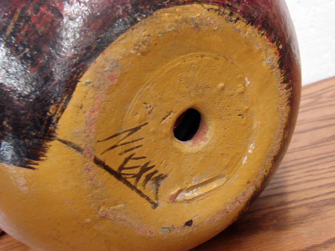 Vintage Primitive Mexican Clay Flower Pots Hand Painted Tropical Mountain Scene - Image 4
