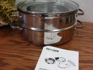 NuWave Ultimate Cookware Set 3 1/2 Quart Stainless Steel Steamer Stock Pot Pan w/ Lid Fondue