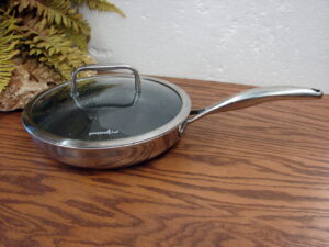 Pampered Chef 12" Stainless Steel Hex Nonstick Fry Pan Skillet w/ Glass Lid