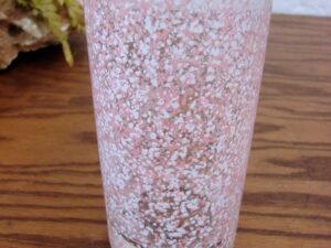 Vintage Pink Splatter Speckled Glass Tumbler w/ Gold Rim 5 9/16th
