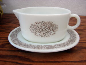 Vintage PYREX Woodland Gravy Boat and Underplate