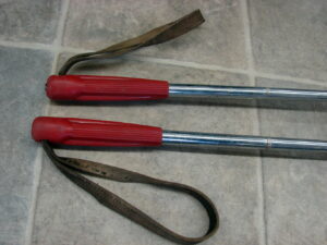 Vintage Aluminum Ski Poles Red Handle Ski Lodge Wall Hanging Decor 57"