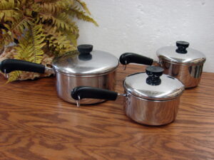 6 pc Professional Quality Revere Ware Tri-Ply Disc Stainless Steel Sauce Pans w/ Lid 1 - 2 Qt