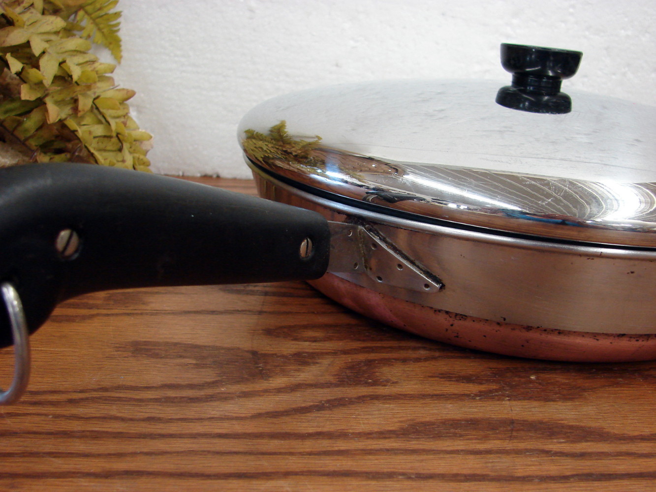 Vintage Copper Bottom Revere Ware 12" Skillet Frying Pan w/ Lid - Image 7