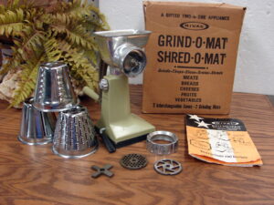 Parts for Vintage Rival Shred-O-Mat Grind-O-Mat Avocado Green in Box Missing Cone Hopper