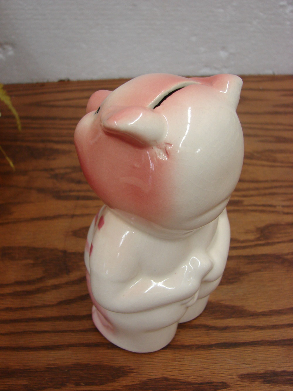 Vintage Royal Copley Pottery Pig Bank Striped Pink Shirt Nice Piggie Bank - Image 2