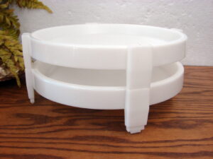 Vintage Tupperware Set/2 Divide-A-Rack Stackable White Pie Cup Cake Stackers