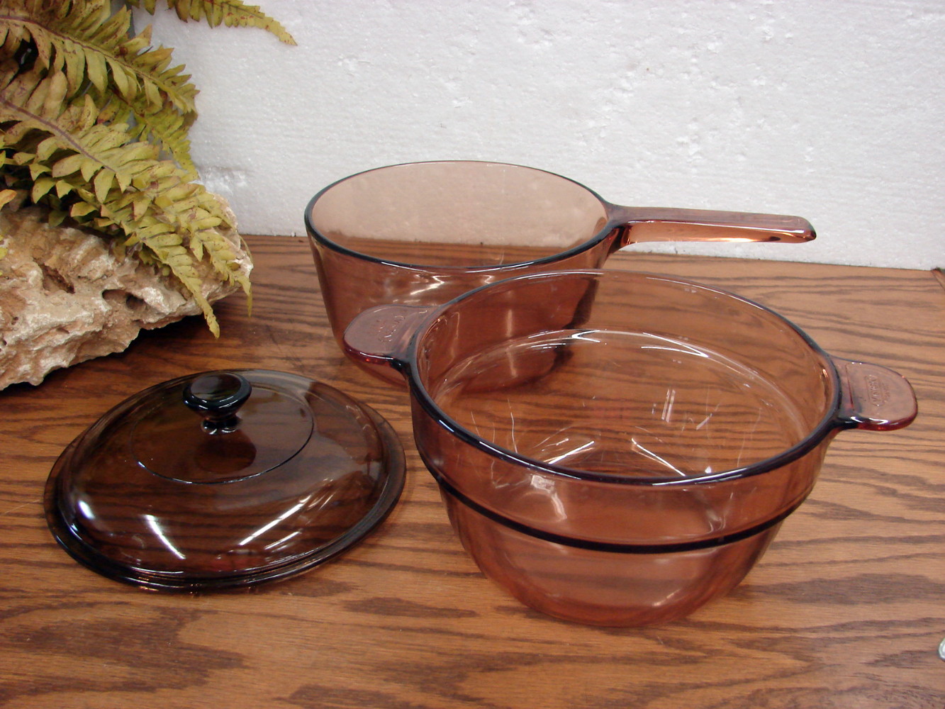 Vintage PYREX Amber Brown Visions 1.5 Liter Sauce Pan Double Boiler w/ PYREX Glass Lid - Image 2