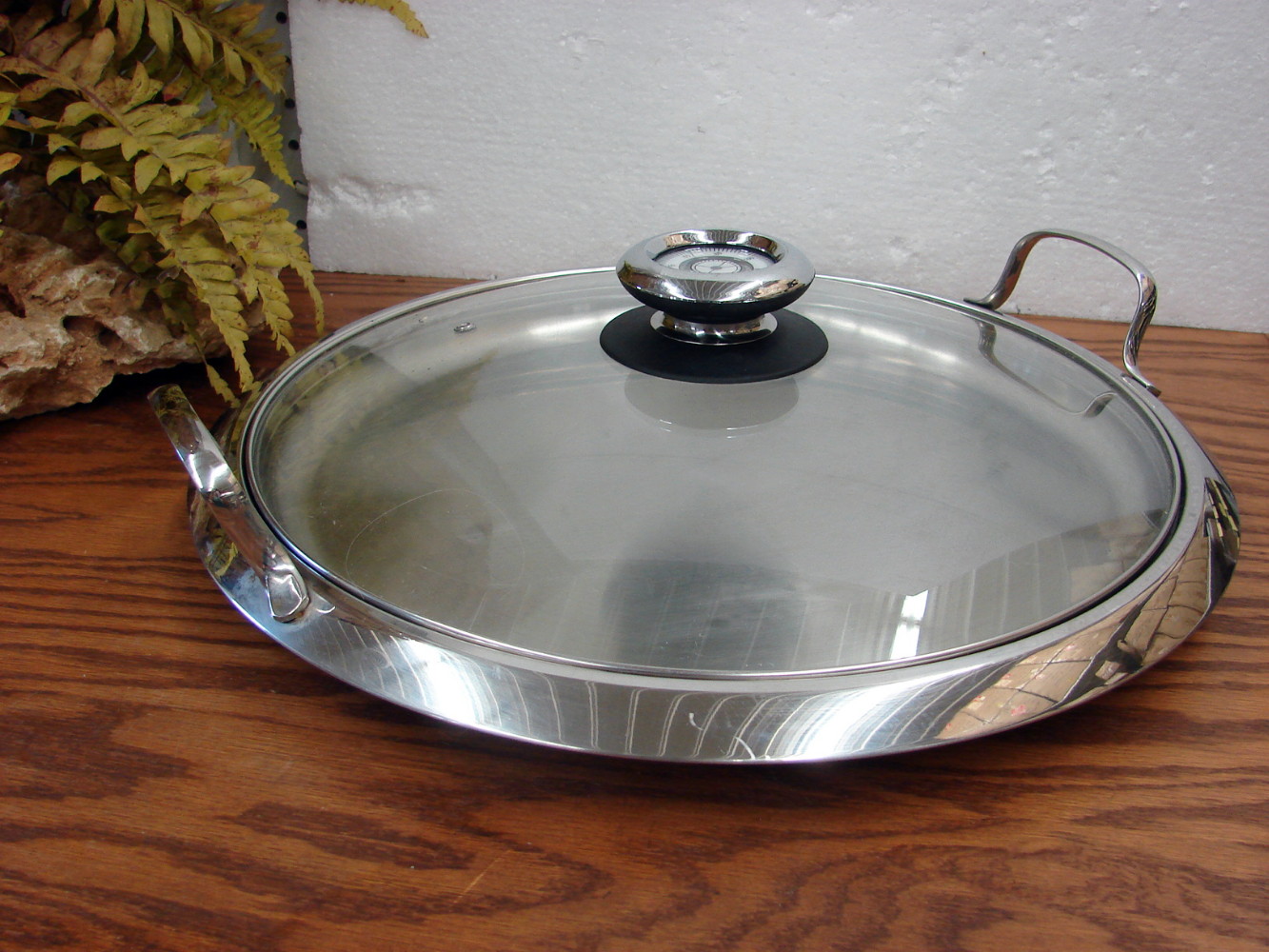 Multi-ply Stainless Steel Stovetop Waterless Greaseless Oversized Skillet Griddle w/ Temperature Knob