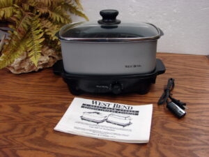 West Bend 4 Quart Slow Cooker Mini Griddle Silver Grey w/ Instruction Booklet