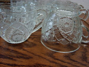 Set/11 Replacement Vintage LE Smith Glass Pinwheel Star Punch Bowl Cups Only