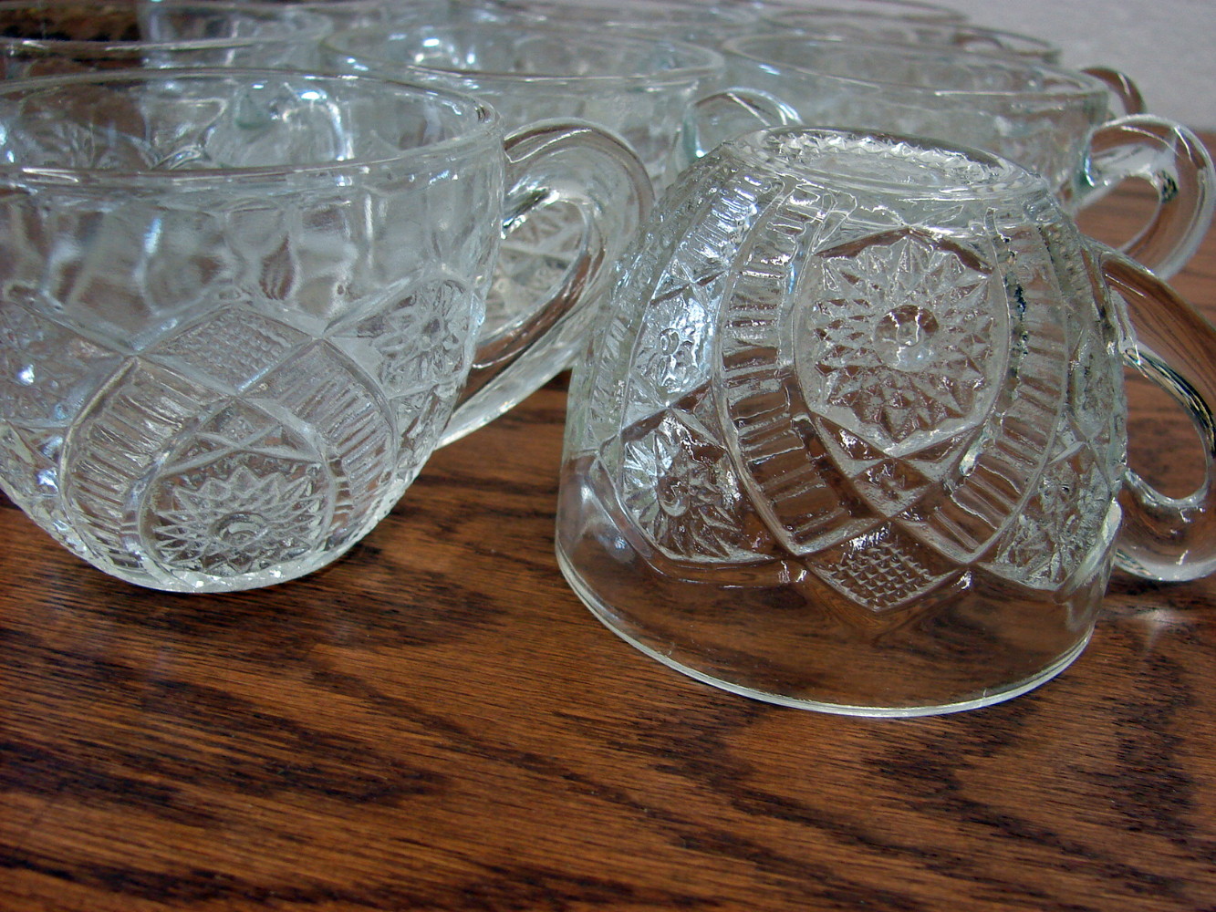 Set/11 Replacement Vintage LE Smith Glass Pinwheel Star Punch Bowl Cups Only