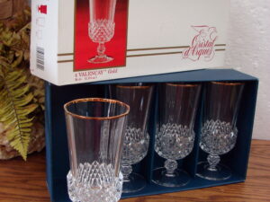 Set/4 Brand New Cristal d'arques Valencay Gold Rim France Iced Tea Goblets from France