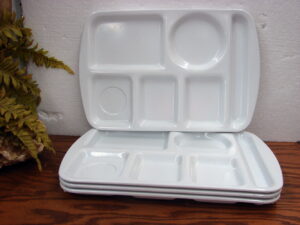 Set/4 Melamine Cafeteria Trays Serving Divided Prolon Lunch Tray White ProlonWare