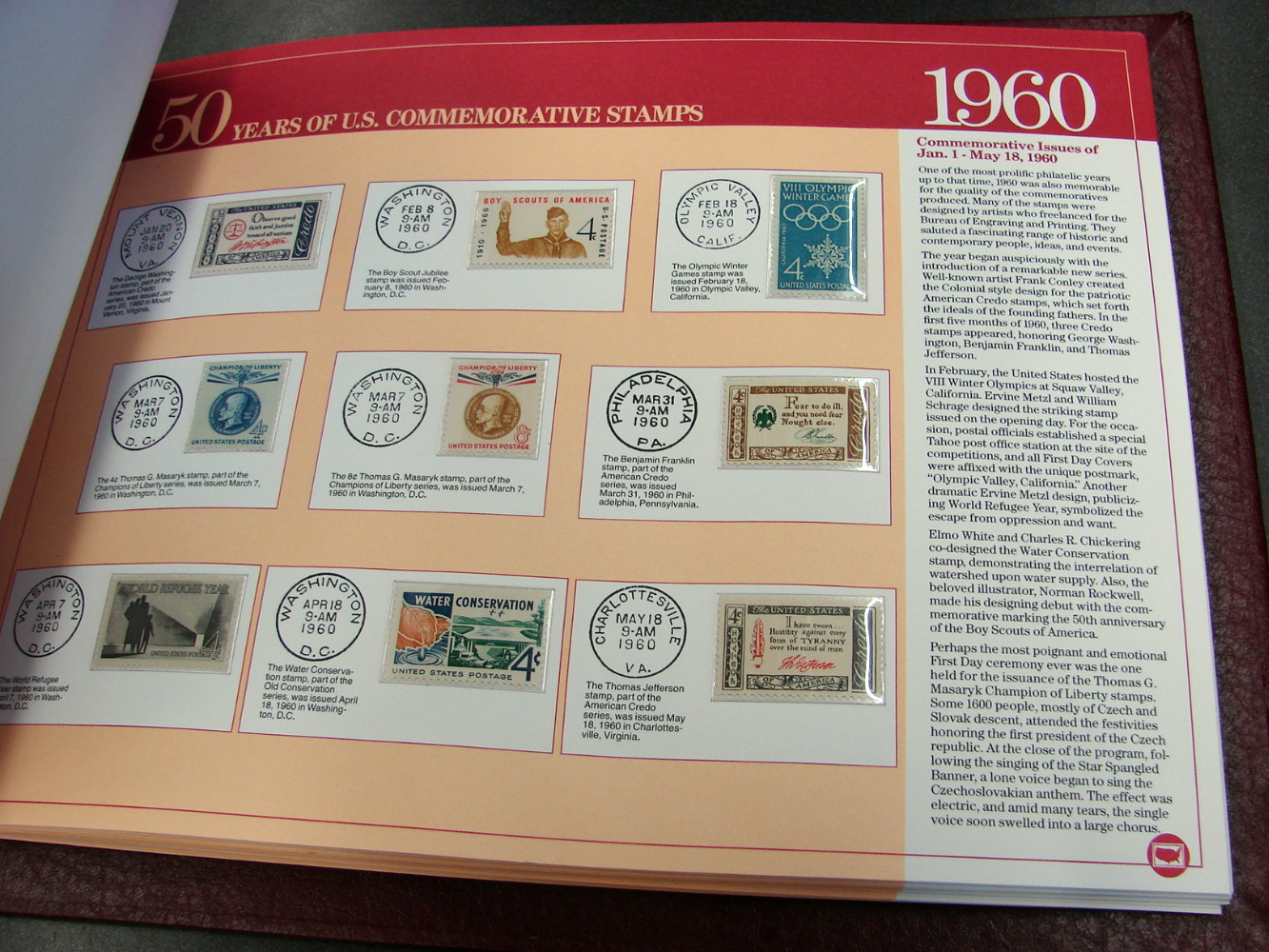 50 Years U.S. Commemorative Stamps Album 1940's to 1974 60 Pages - Image 5
