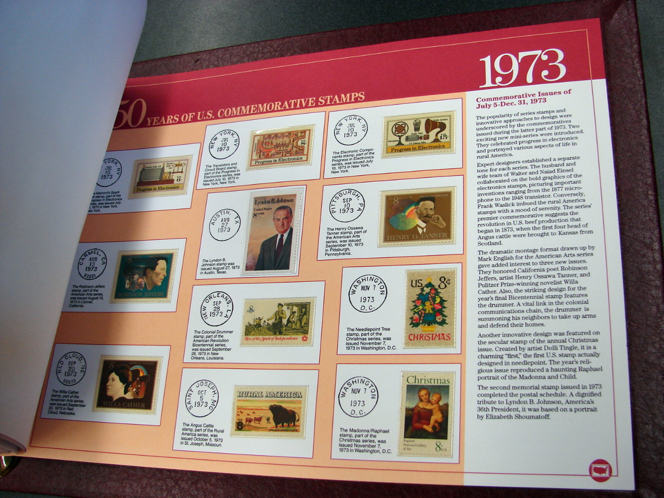 50 Years U.S. Commemorative Stamps Album 1940's to 1974 60 Pages - Image 6
