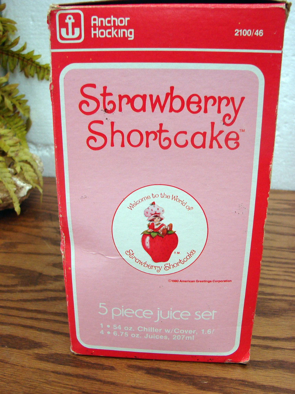 Vintage 6 pc Anchor Hocking Strawberry Shortcake Juice Set in Original Box - Image 3