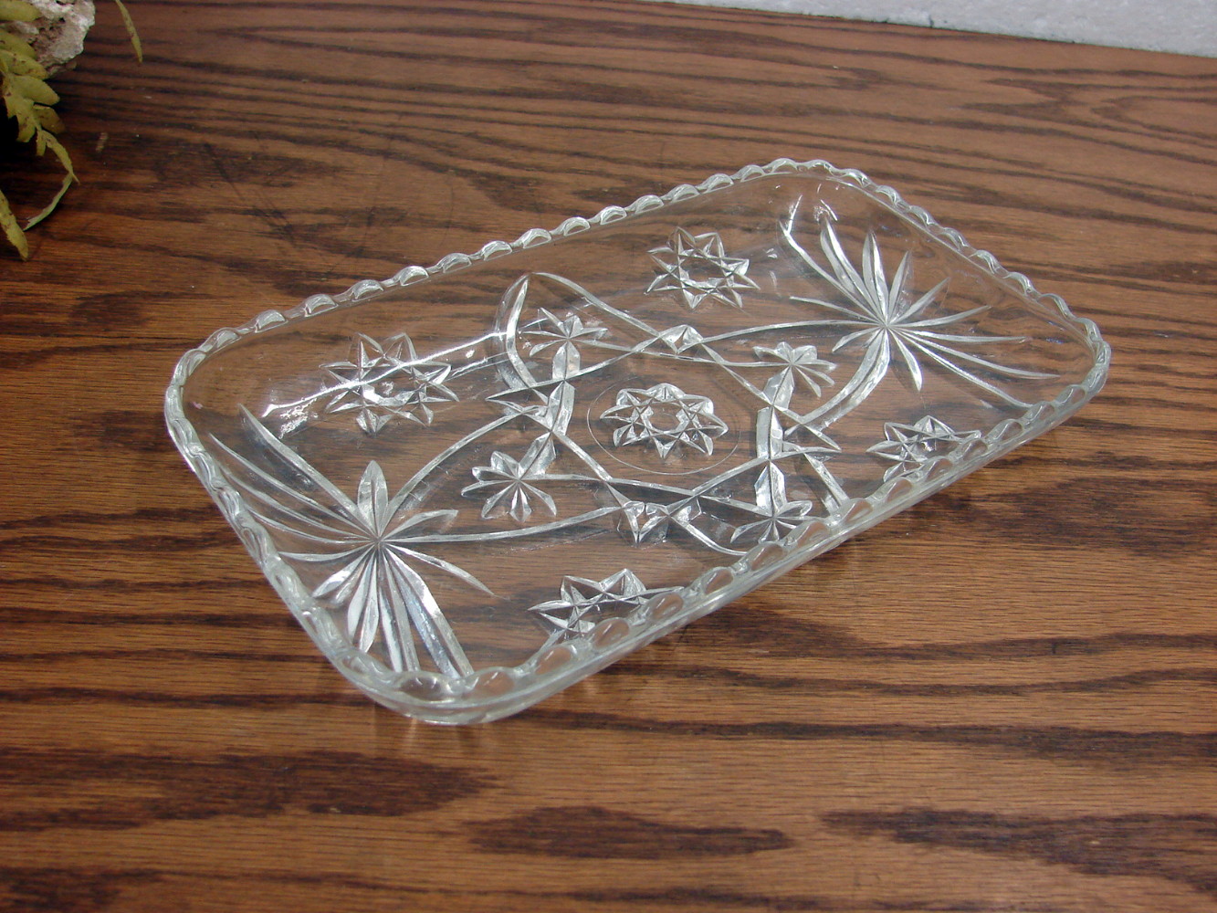 Vintage Anchor Hocking Early American Prescut Star of David Glass Cream Sugar Tray