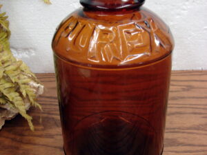 Vintage Amber Brown Glass Purex Bleach Jug 1/2 Gallon