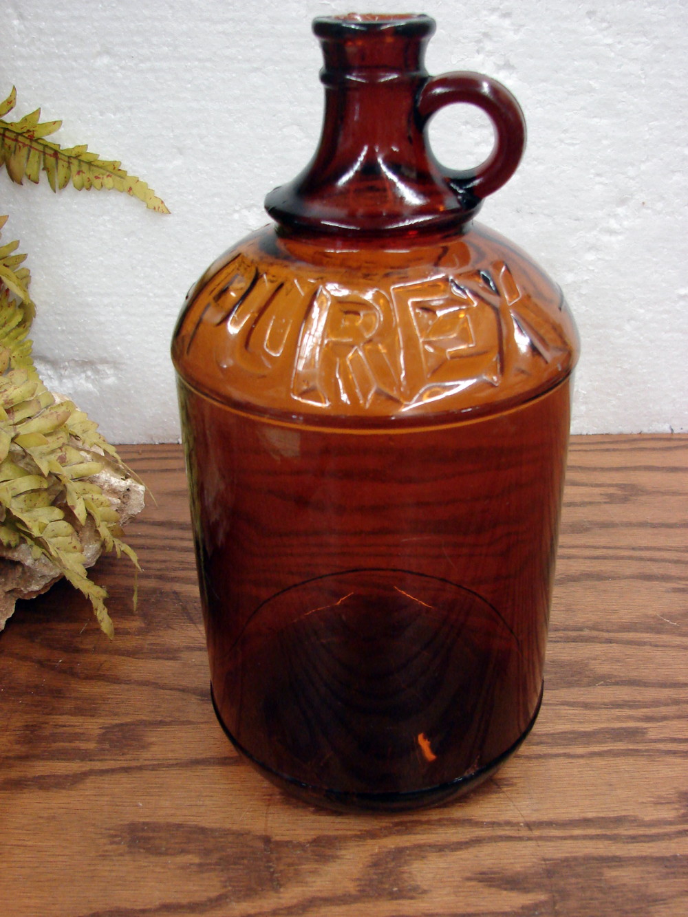 Vintage Amber Brown Glass Purex Bleach Jug 1/2 Gallon