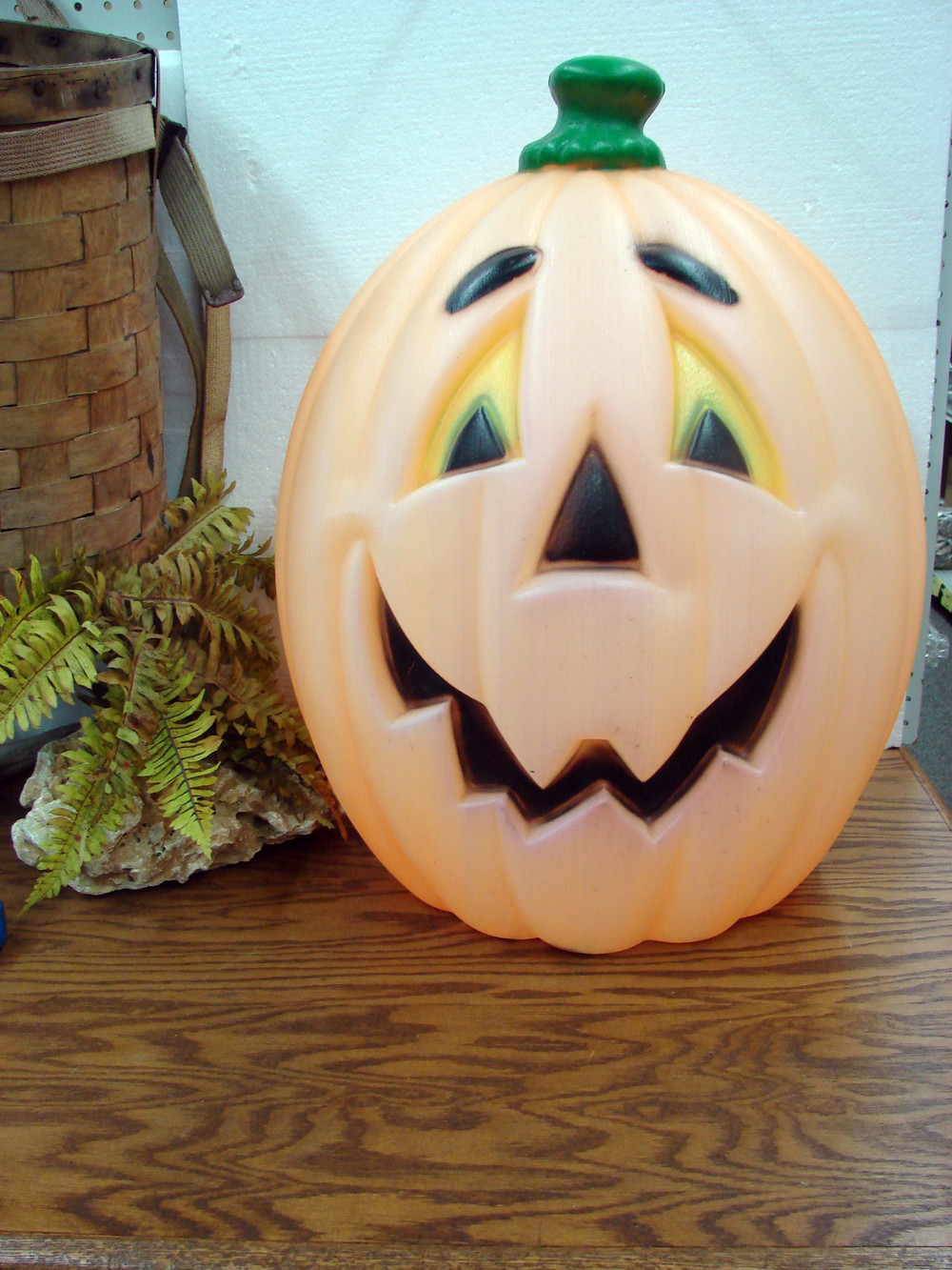 Vintage Blow Mold USA Large Jack O Lantern Pumpkin Plastic Outdoor Decor 24" w/ Light