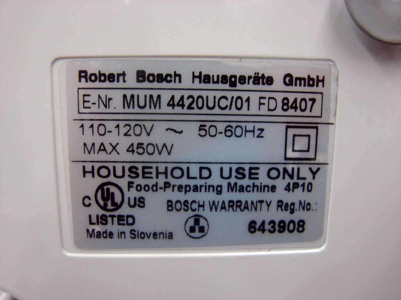 Bosch MUM 4420 Compact Stand Mixer Blender Attachment Manual Tested Working - Image 4
