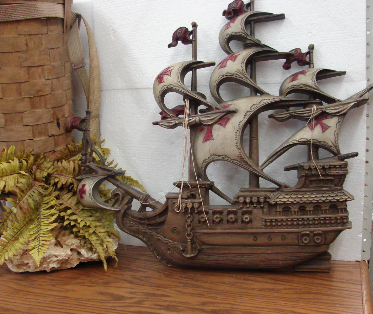 Large Vintage Burwood Spanish Galleon Pirate Ship #4299 Wall Hanging