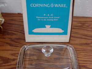 Brand New Vintage Corning Ware PYREX P-4-C Lid Only in Original Box Small Rectangular Loaf