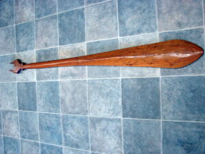 Vintage 1975 Wood Souvenir Outrigger Paddle Isle de Pasca Costa Rica Fishing Trip
